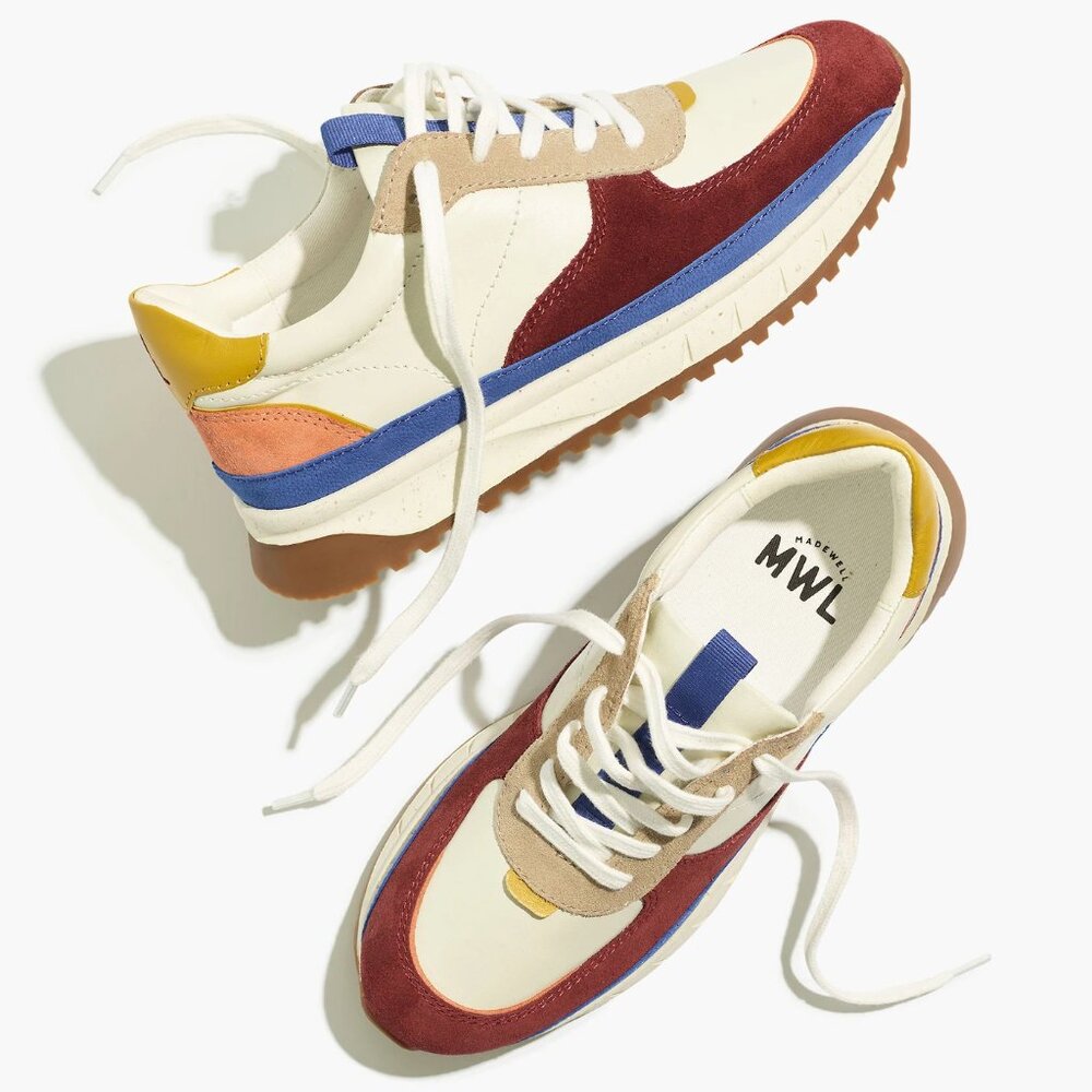 Madewell Kickoff Trainer Sneakers in Colorblock Leather and Suede NA832 size 9